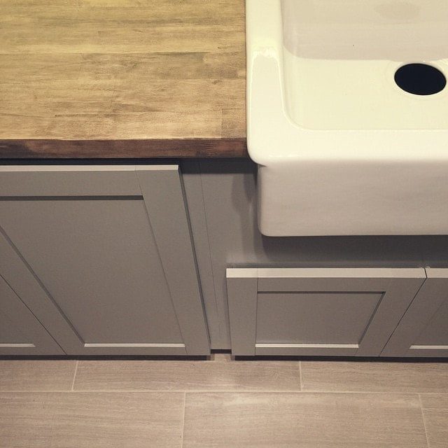 New Laundry Room: Cabinets, Butcher Block & Farmhouse Sink
