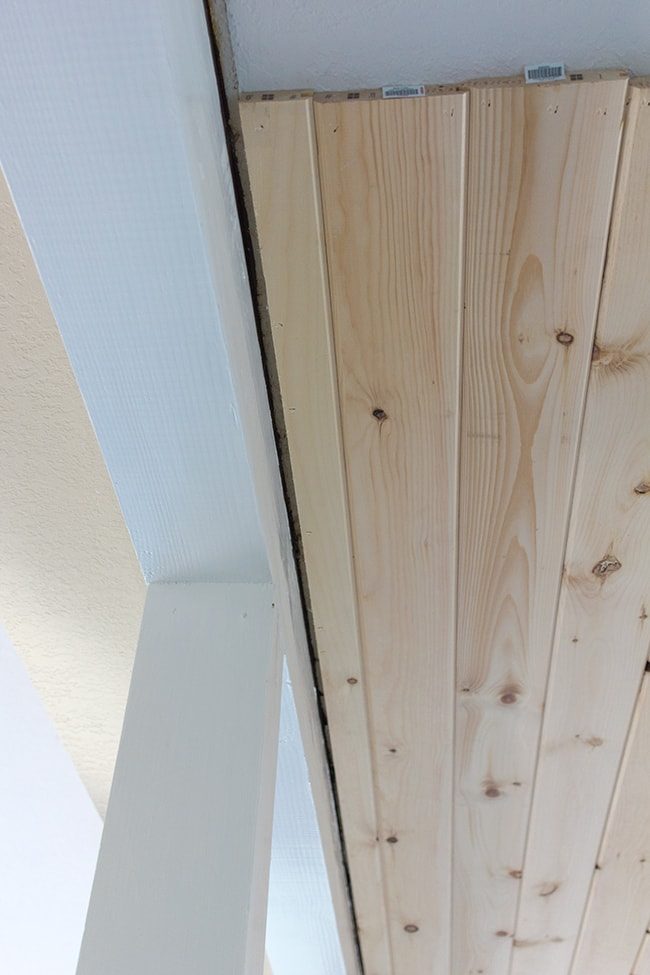 diy wood plank groove ceiling