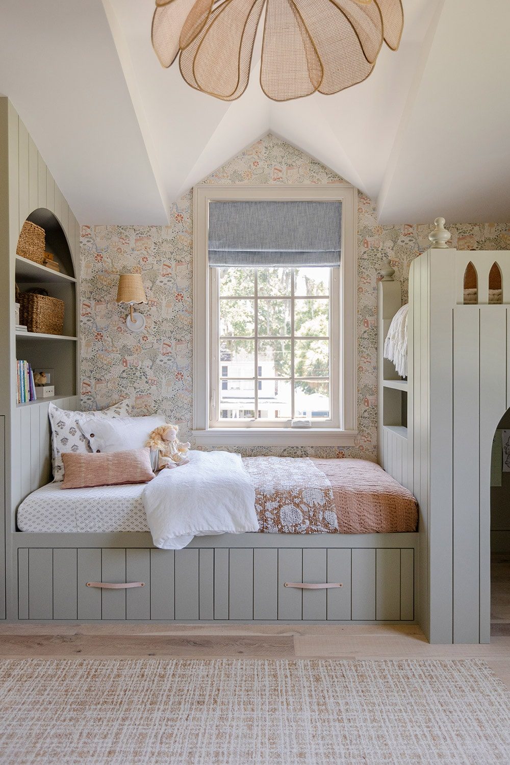 custom girls room built ins sw svelte sage green