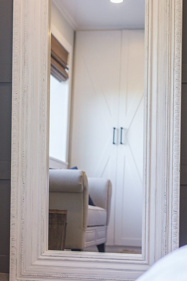 white vintage floor mirror makeover
