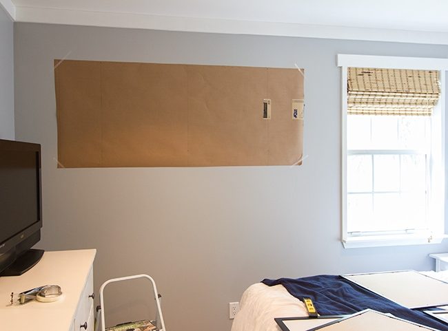 butcher paper taped to a wall