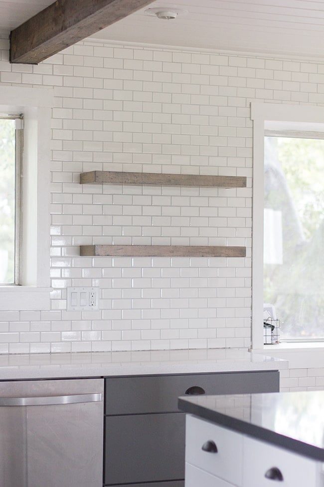 Kitchen Chronicles: DIY floating rustic shelves
