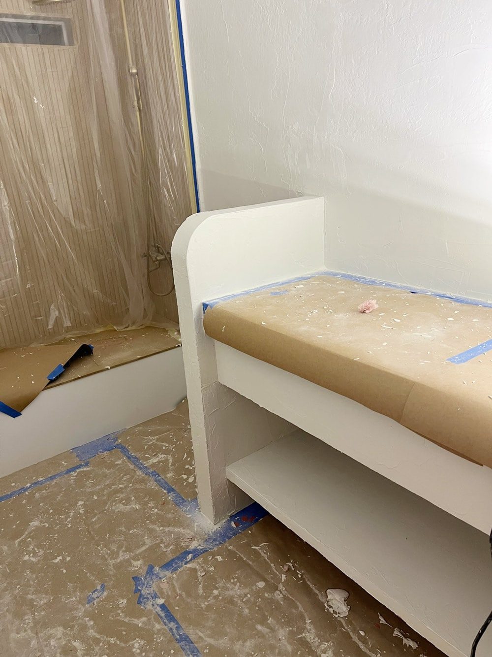 diy custom built in microcement vanity