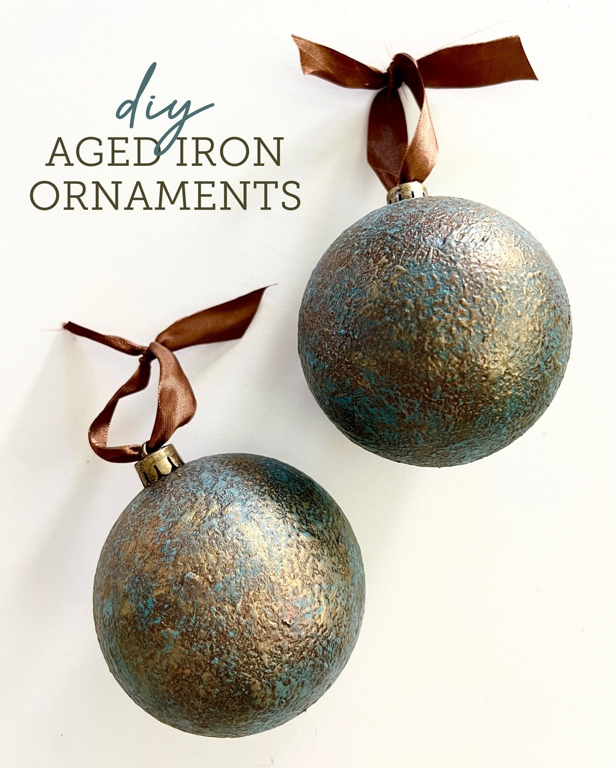 DIY Aged Iron Christmas Ornaments