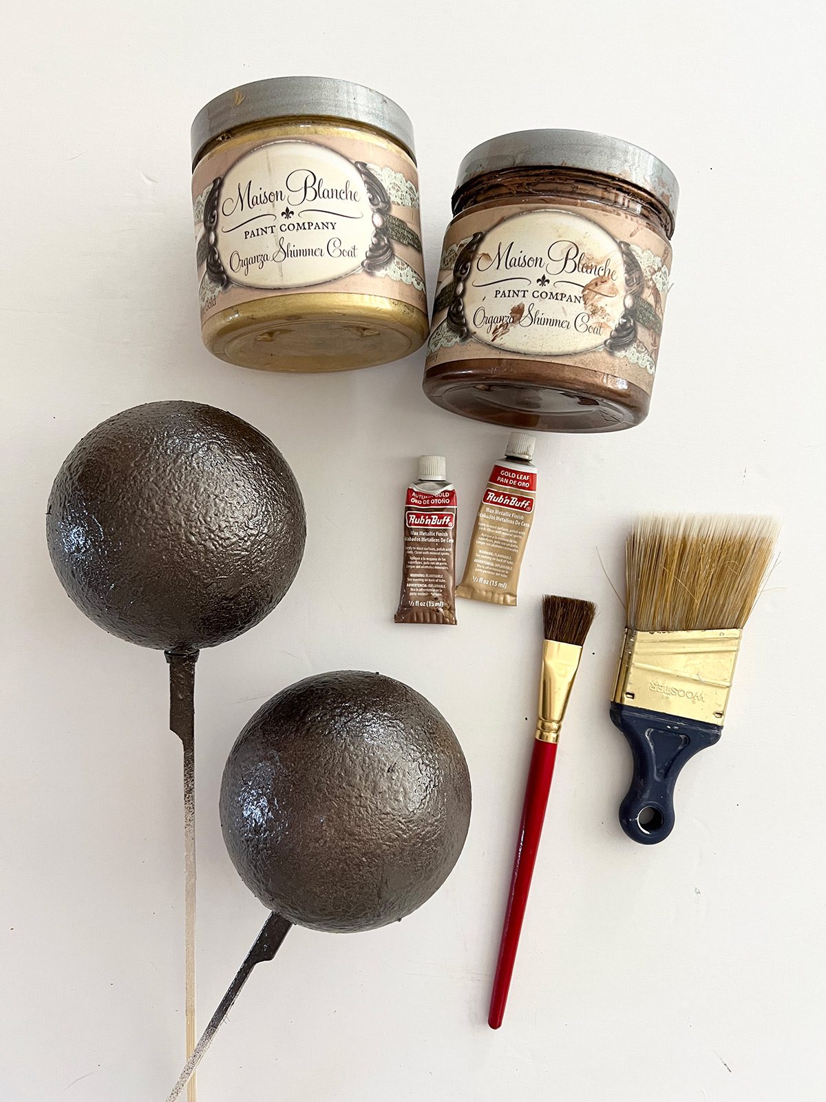 painted gold textured diy christmas ornaments