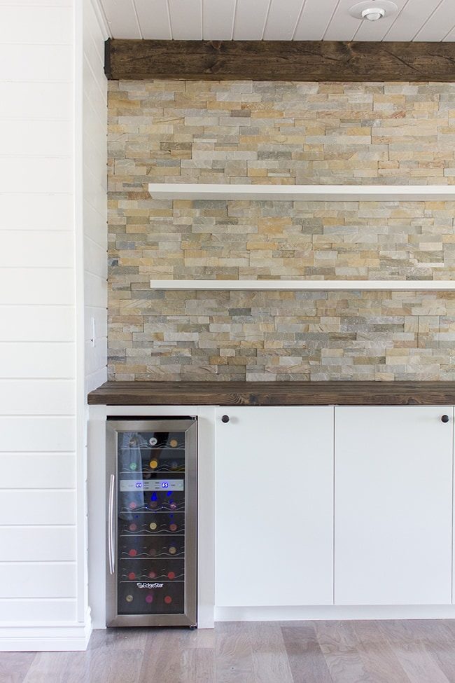 diy stacked stone wall installation