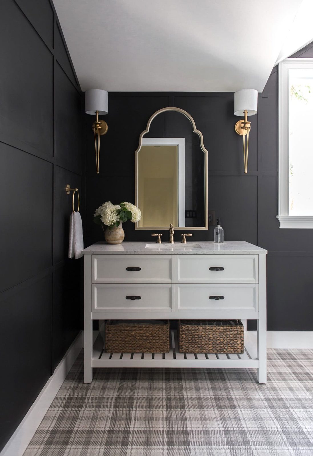 black bathroom walls