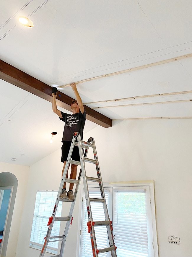 diy wood beam ceiling tutorial