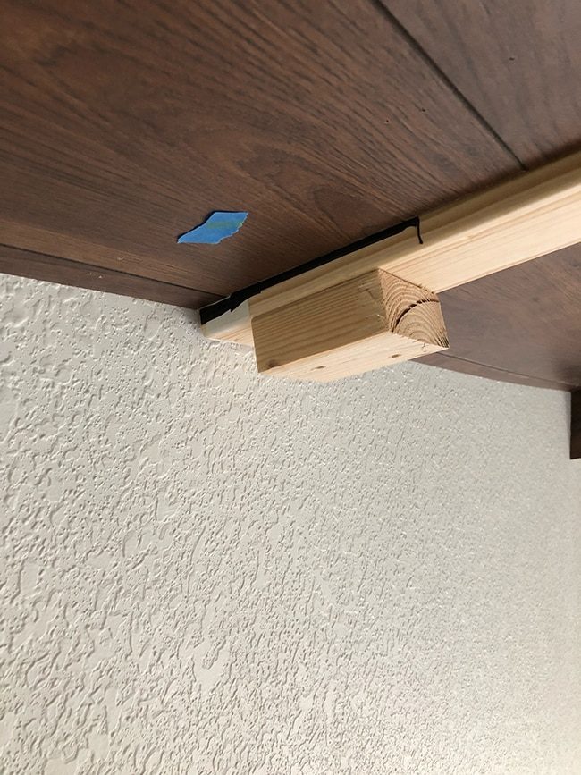 how to build ceiling beams using laminate planks