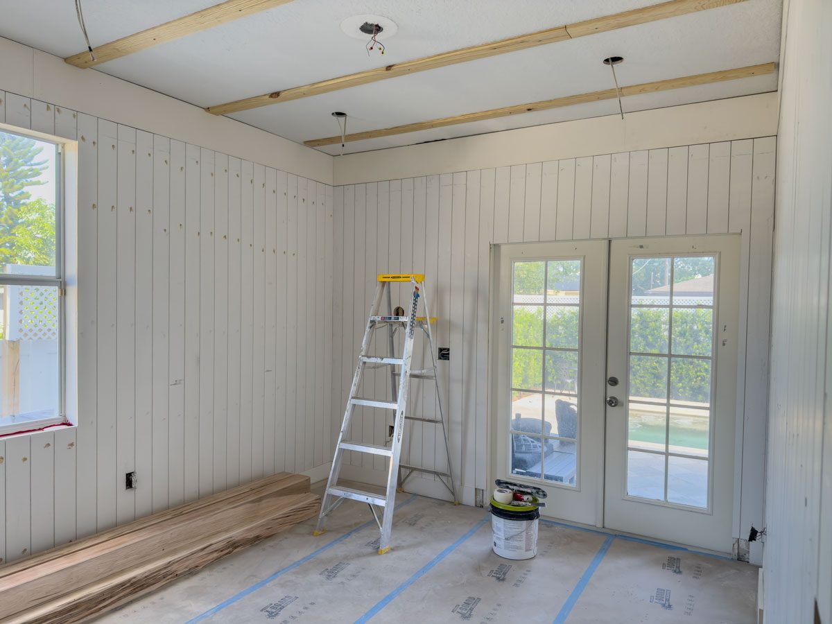 vertical shiplap bedroom walls