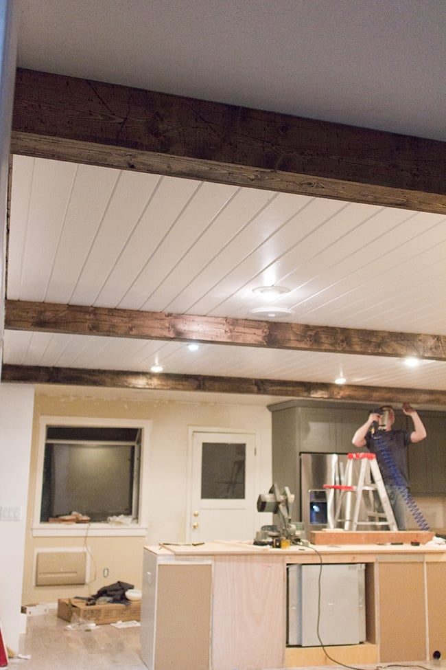 diy faux wood beam ceiling