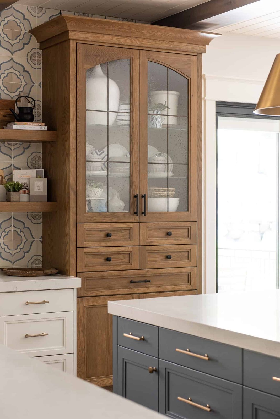 built in wood hutch kitchen cabinet