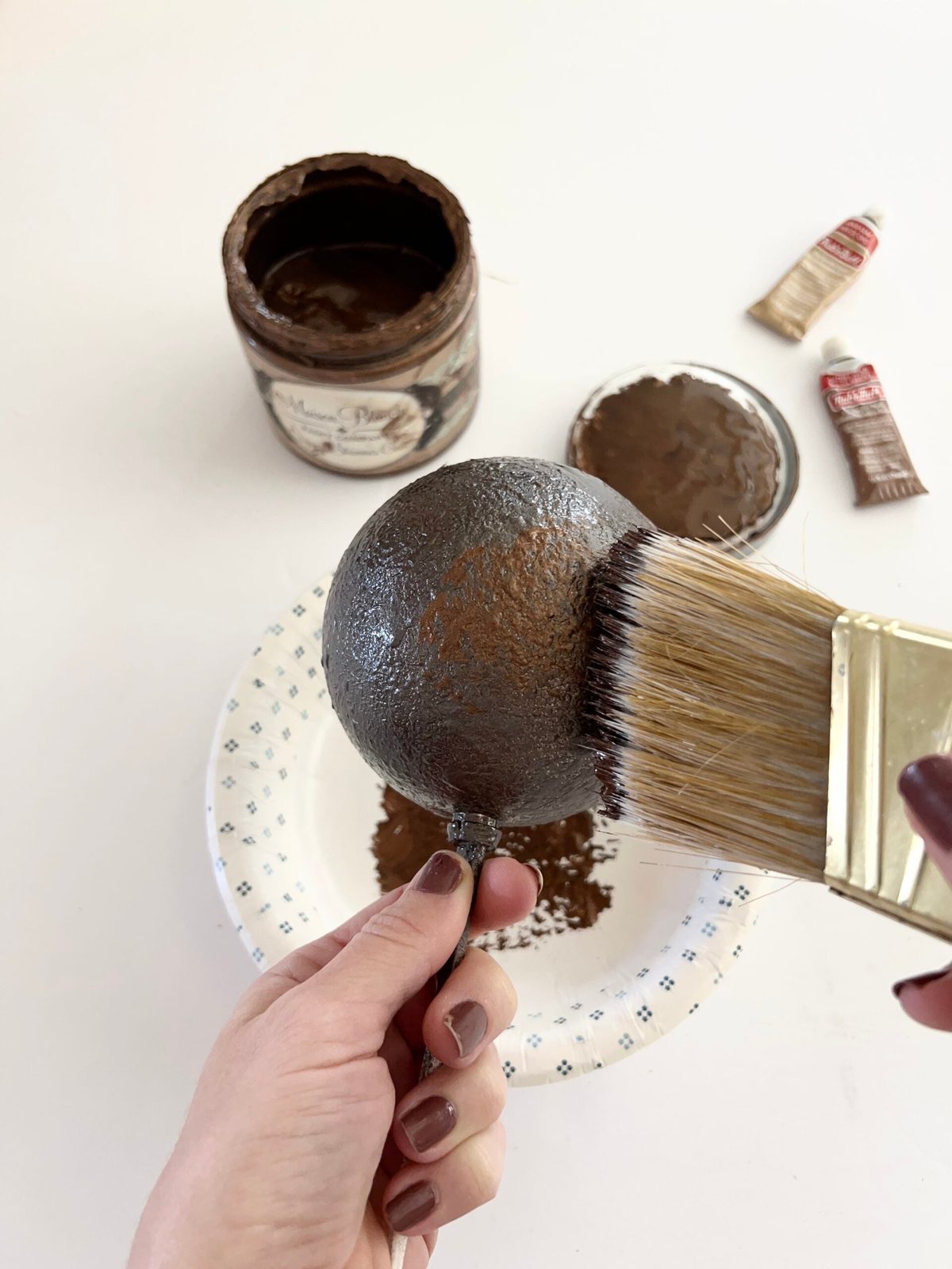 painted copper textured diy christmas ornaments