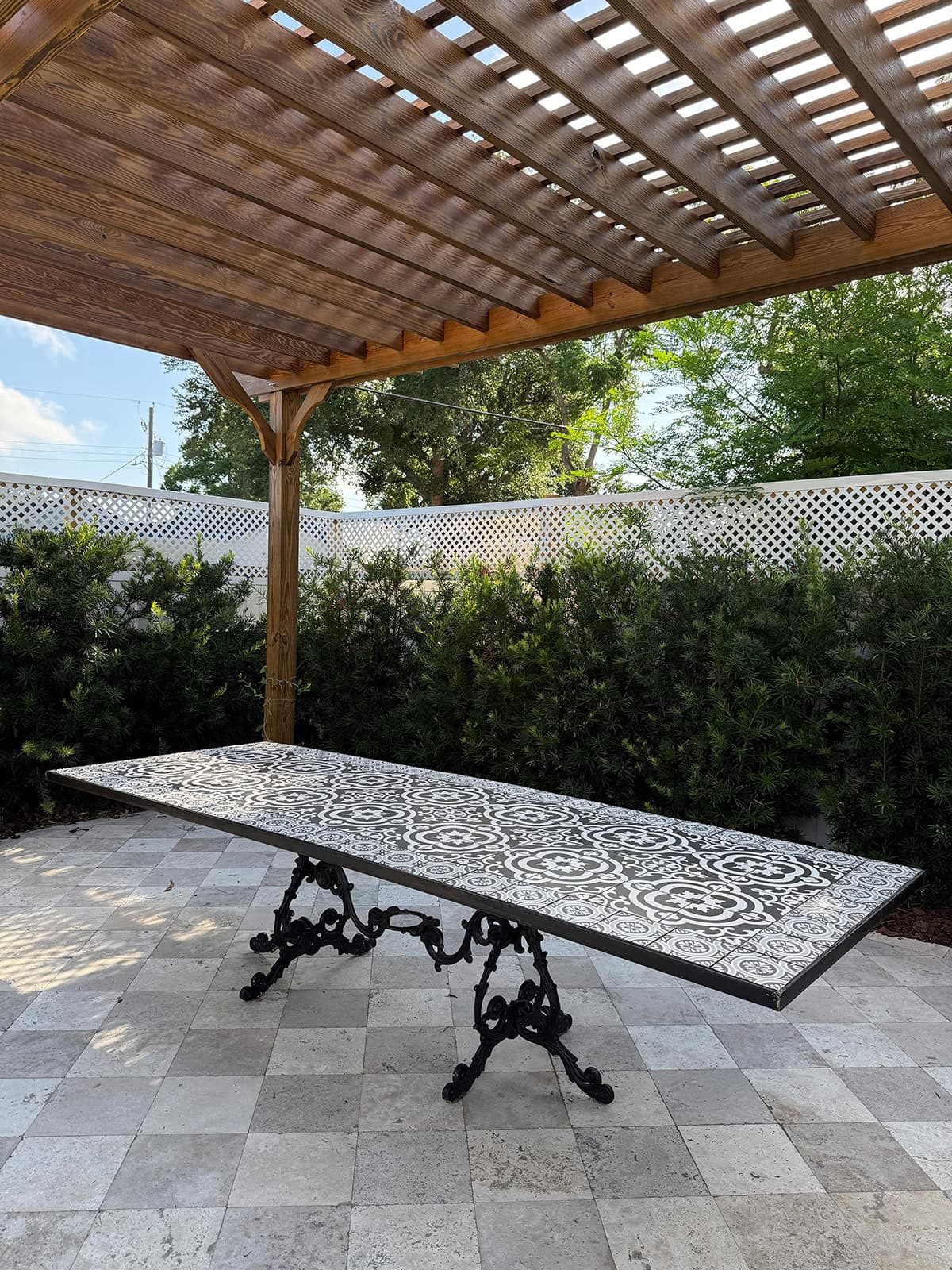 patterned tiled table