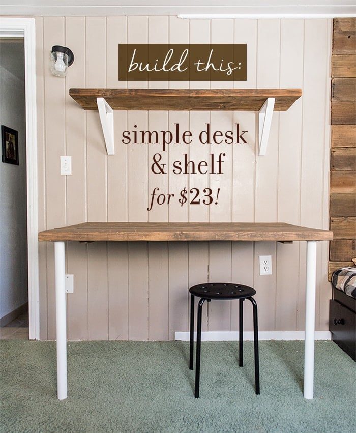 Unfussy DIY Wall Desk, Shelf & brackets (for under $23!)